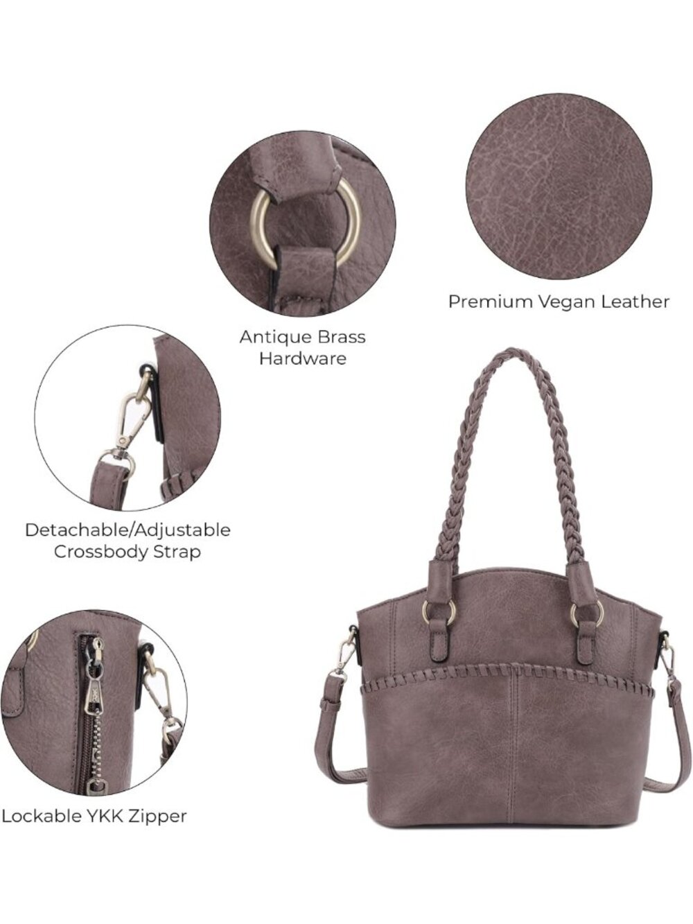 Stylish Concealed Carry Tote Bag for Women - Lock & Key Satchel Purse with - Picture 3 of 6